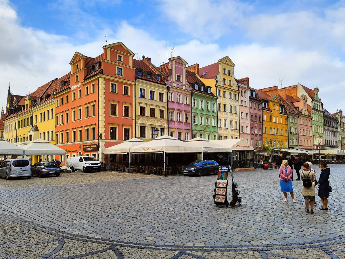 Colourful townhouses on the Market Square in Wrocław
